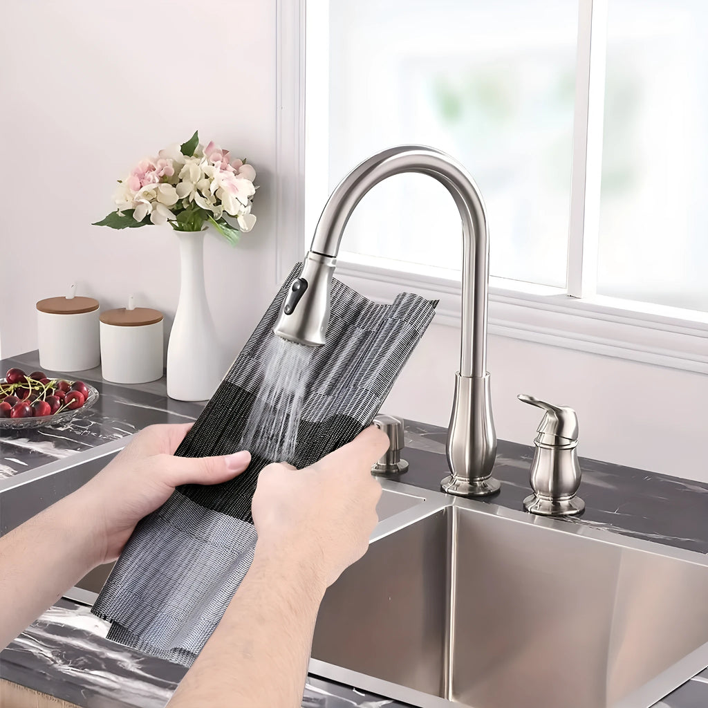 Modern PVC non-slip kitchen placemat for dish drying in gradient bamboo grey colour.
