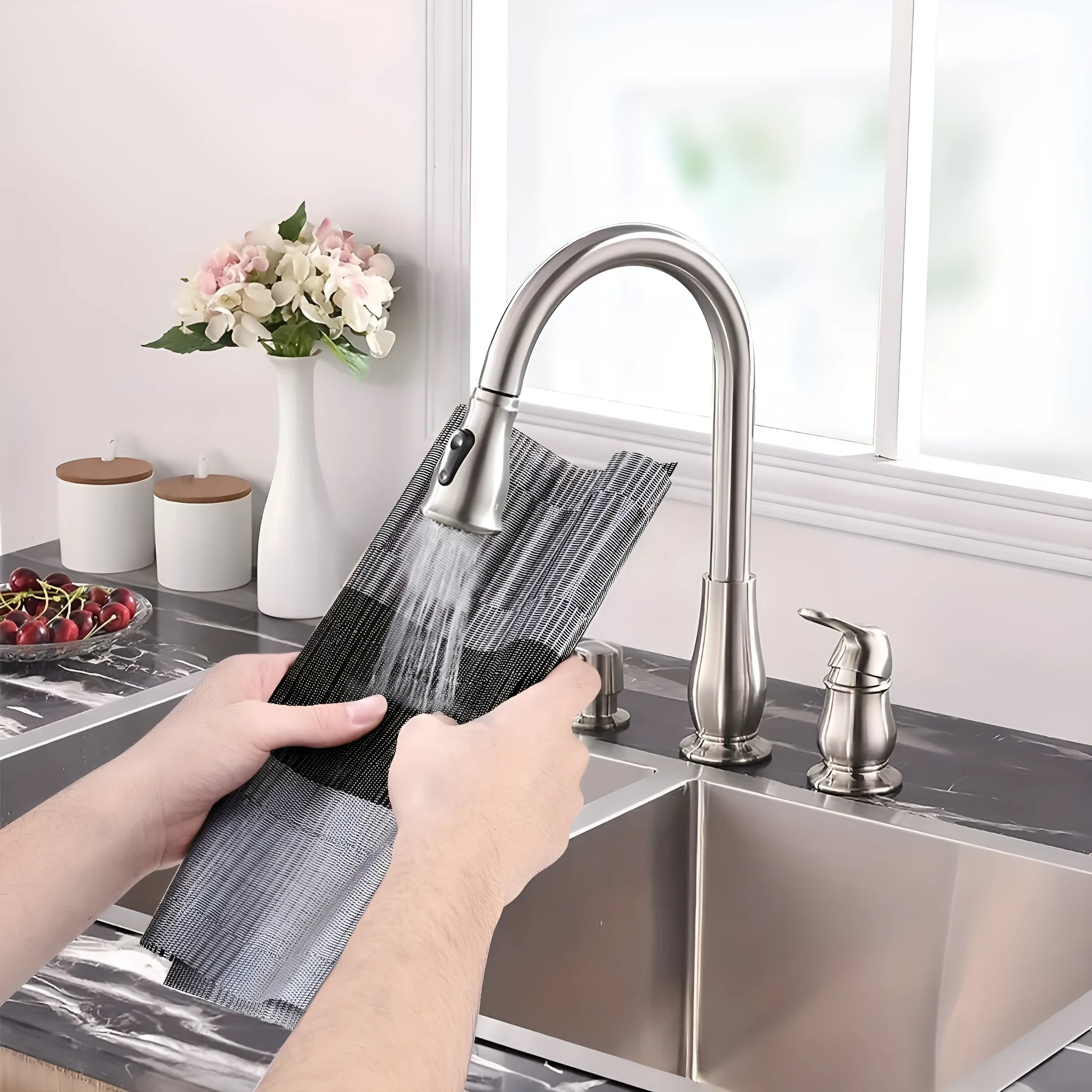 Modern PVC non-slip kitchen placemat for dish drying in gradient bamboo grey colour.
