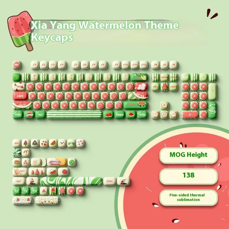Watermelon themed mechanical keyboard key caps with five-sided sublimation printing