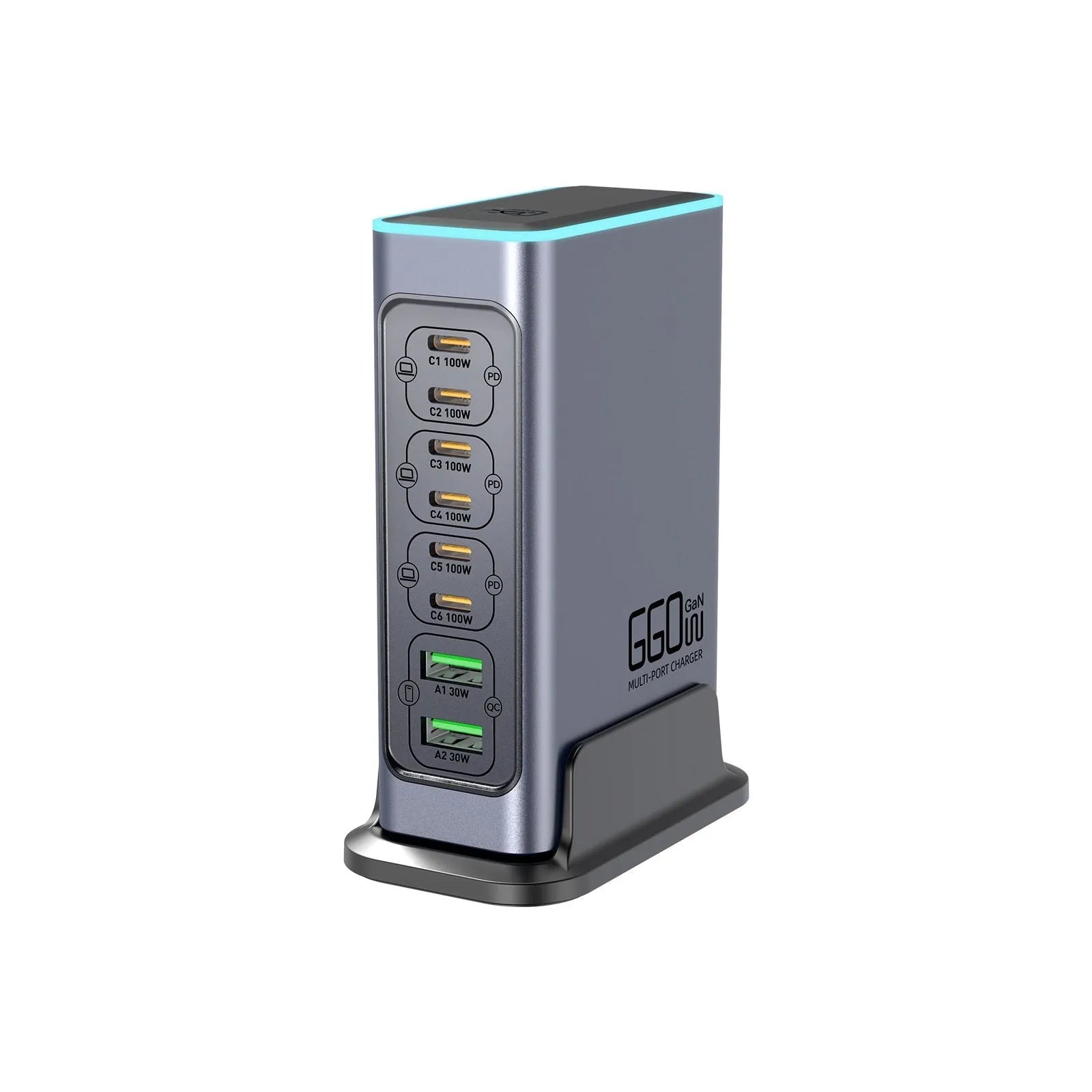 660W GaN desktop multi-port fast charger with UK plug and USB-C port.