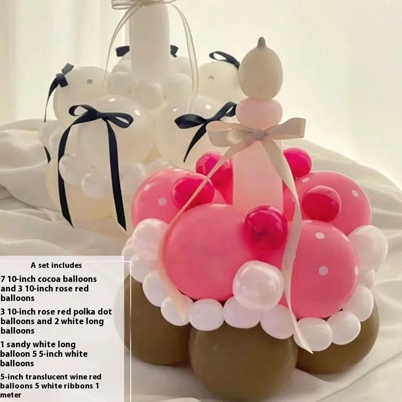 Round balloon bouquet cake decoration DIY kit with complete balloon sets for birthday parties