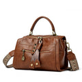 Women's retro style crossbody bag in soft PU leather with sandwich pocket, shown in six colour options