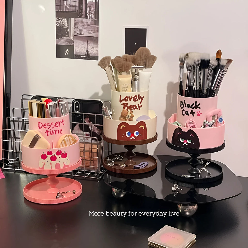 Rotating cosmetic brush storage barrel in Japanese style with 18L capacity and multiple colour options