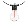 5 metre waterproof outdoor decorative string lights with 10 A60 transparent meteor case bulbs