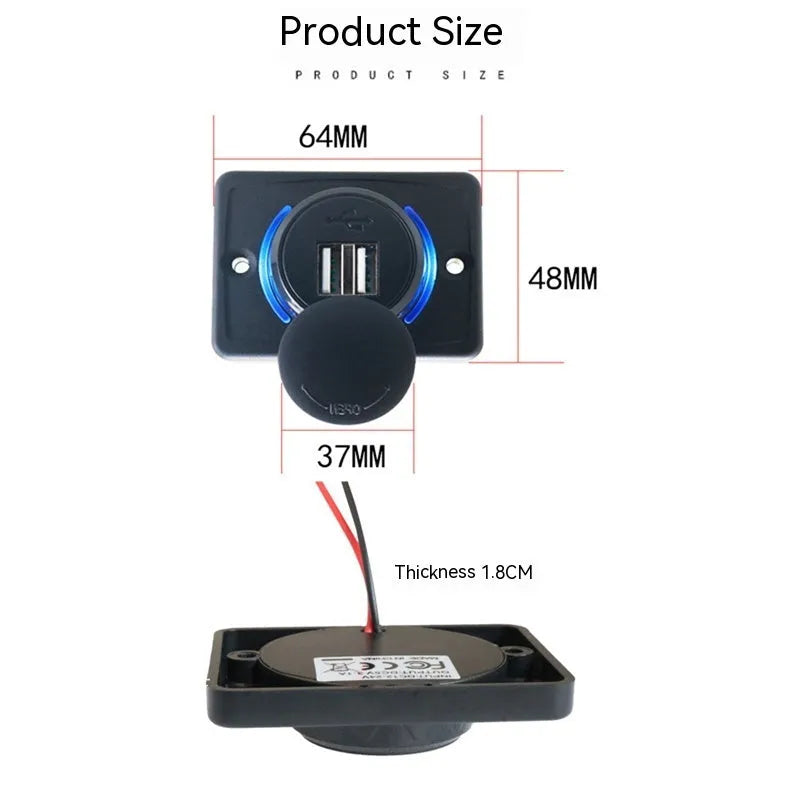 Black 12V dual USB car charger with 3.1A output for vehicle installation