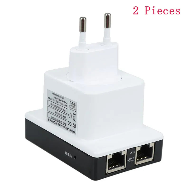 300M WiFi repeater with dual network ports and compact design