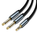 3.5mm to 6.35mm male-to-male stereo audio cable with gold-plated connectors