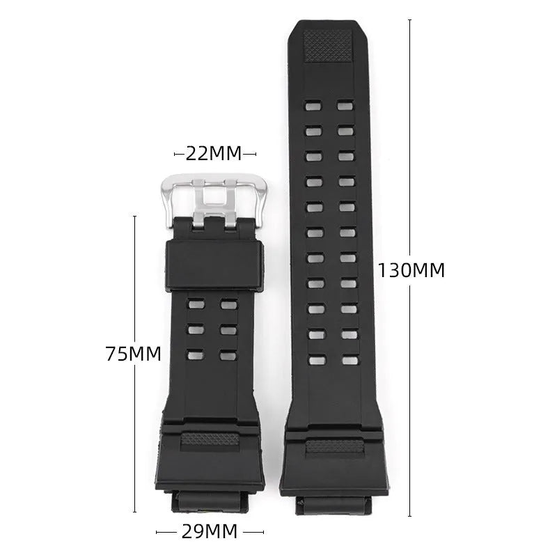 Camouflage patterned TPU watch strap with a silver buckle on a white background