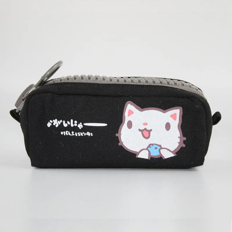 Leather corner animal pencil case in cartoon pattern with zip closure, compact storage for pens and pencils
