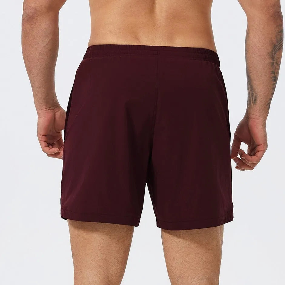 Men's nylon athletic shorts for basketball tennis running in black medium grey wine red or light blue