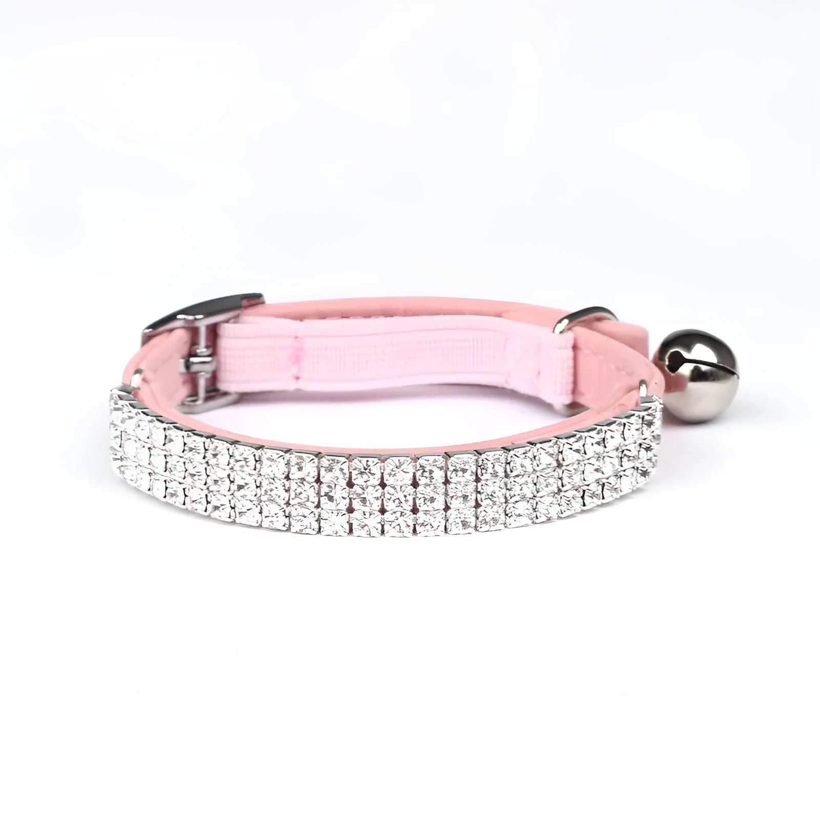 Red velvet suede cat collar with a central silver rhinestone, showing adjustable buckle on a 1cm wide band.