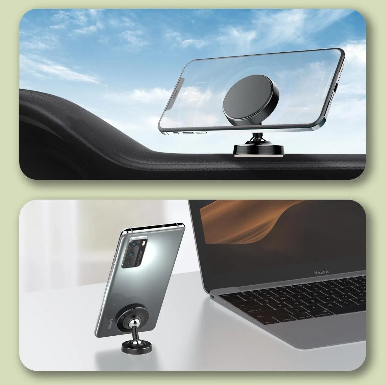 Black MG08 car magnetic phone holder for dashboard with magnetic suction design