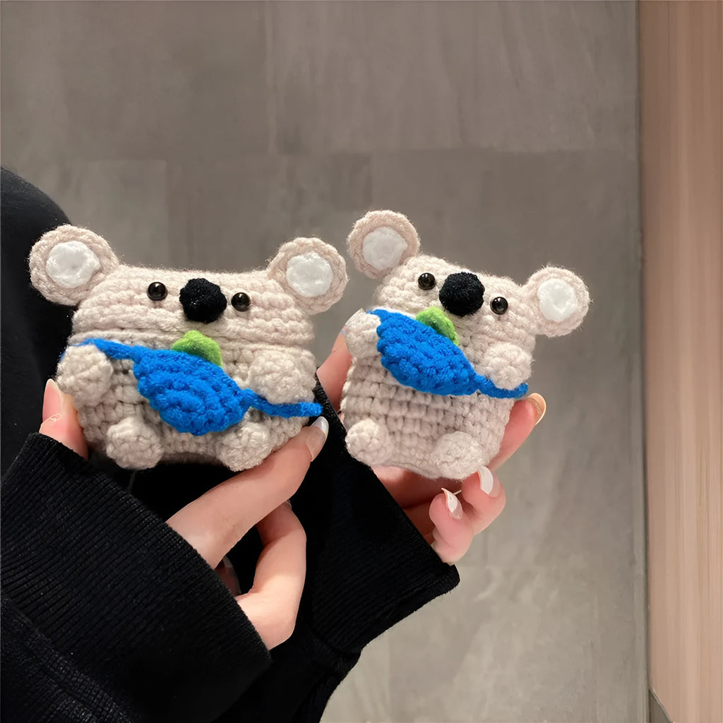 Handmade knitted backpack koala bear design protective sleeve for Apple AirPods charging case