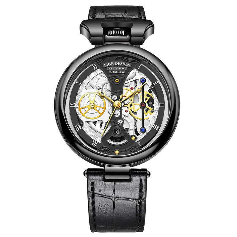 Men's casual waterproof wrist watch 13mm zinc alloy case belt strap stainless steel buckle