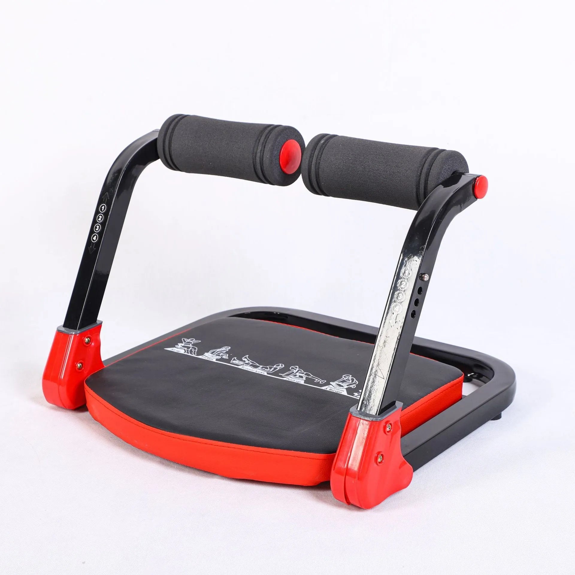 Sky blue and red portable mini multifunctional abdominal exercise device.
