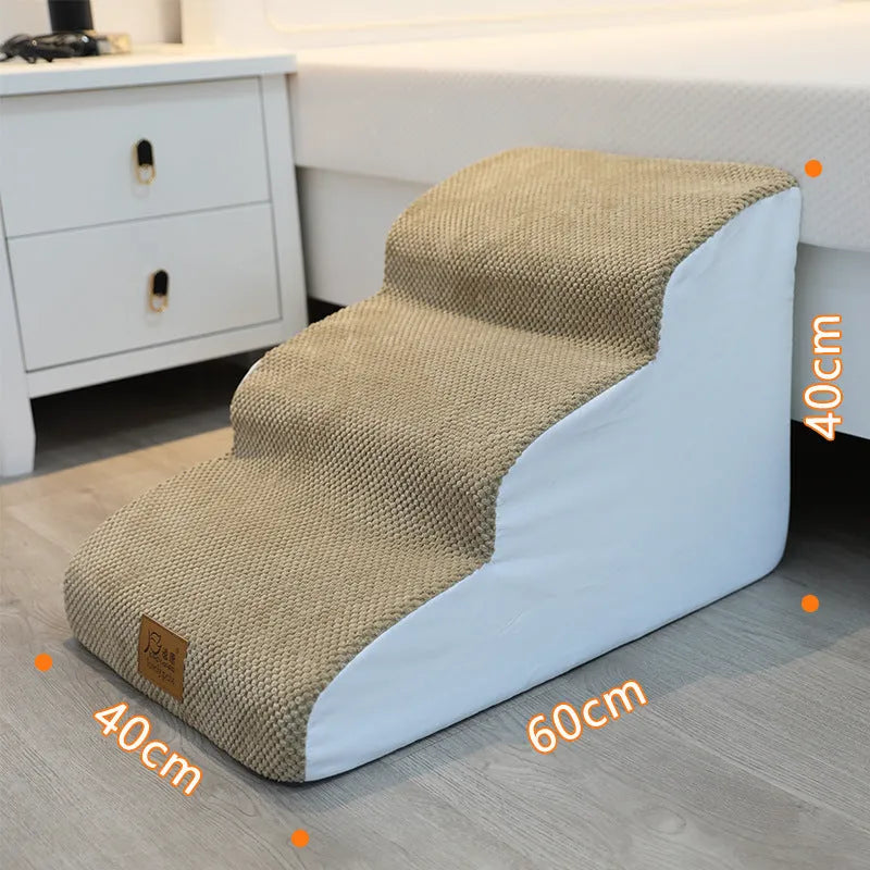 Small dog cat ladder in velvet or corduroy, 30cm to 50cm heights, for bed and sofa access.