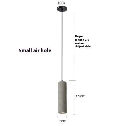 Cement industrial bedside droplight with water pipe design, glossy finish, on a wooden table