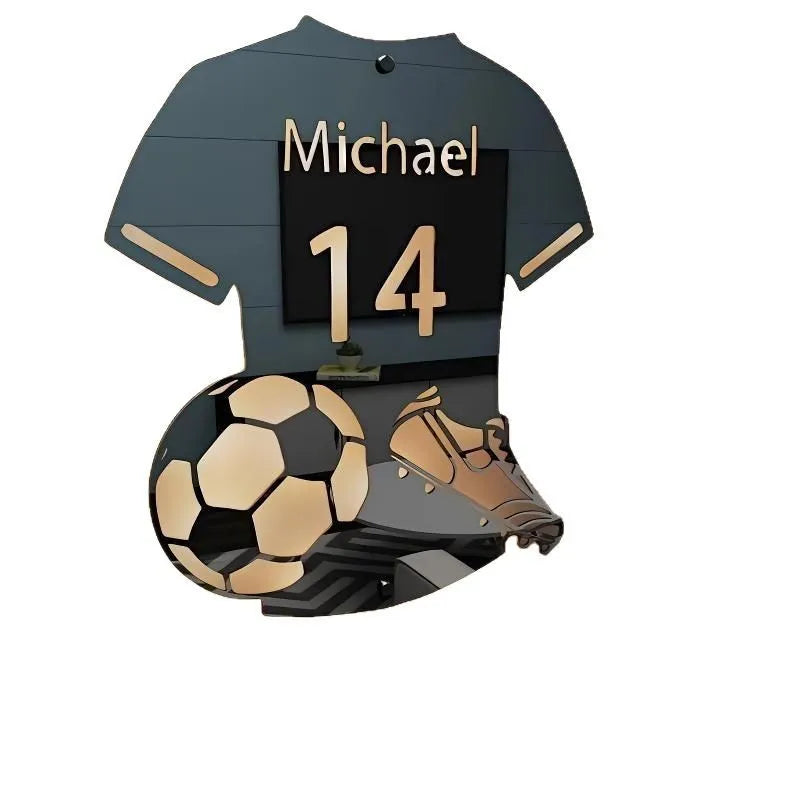 LED football jersey mirror light with 12 colours and remote control, acrylic wall night light in three sizes