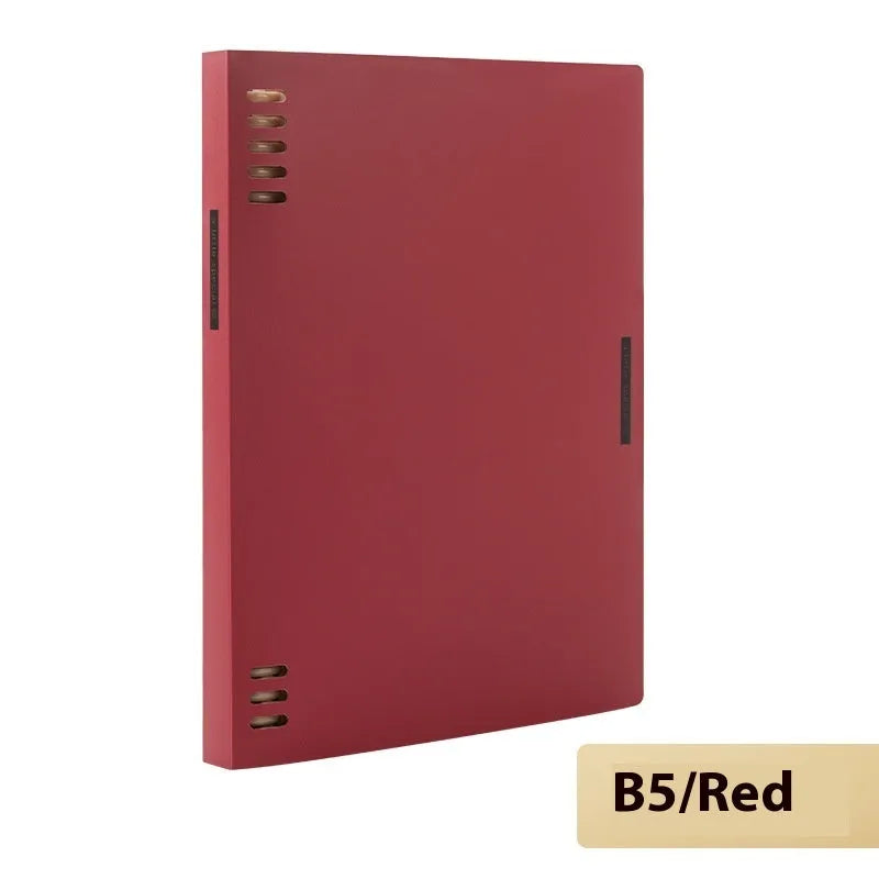 Refillable loose-leaf spiral notebook in B5 size with a pastel blue PP cover and lined pages.