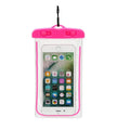 Waterproof universal phone case in multiple colours showing touch screen compatibility for outdoor water sports