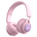 Wireless children's headphones with LED RGB lighting in bunny pink colour