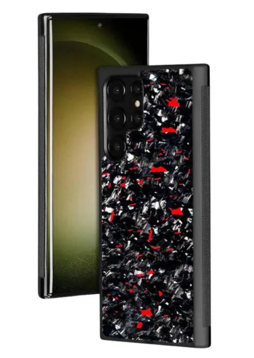 Slim polycarbonate Samsung Galaxy phone case in Forged Red, shown fitted to a mobile phone.