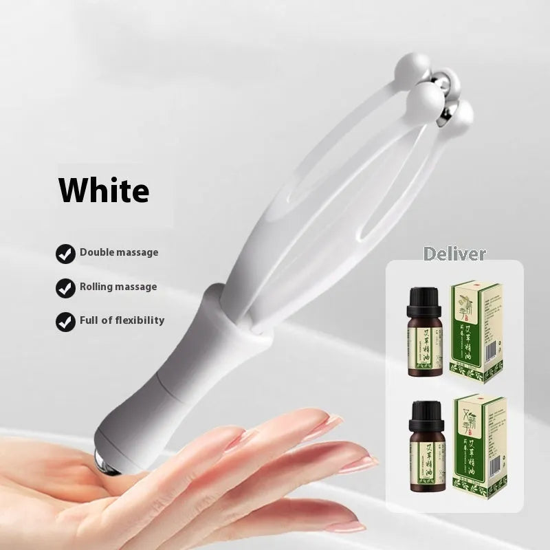 Blue and white finger massager with rotating steel balls for hand joint physical therapy