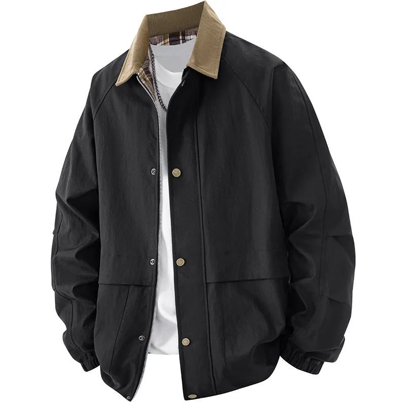 Men's plus size loose jacket polyester solid colour lapel collar sizes L-9XL