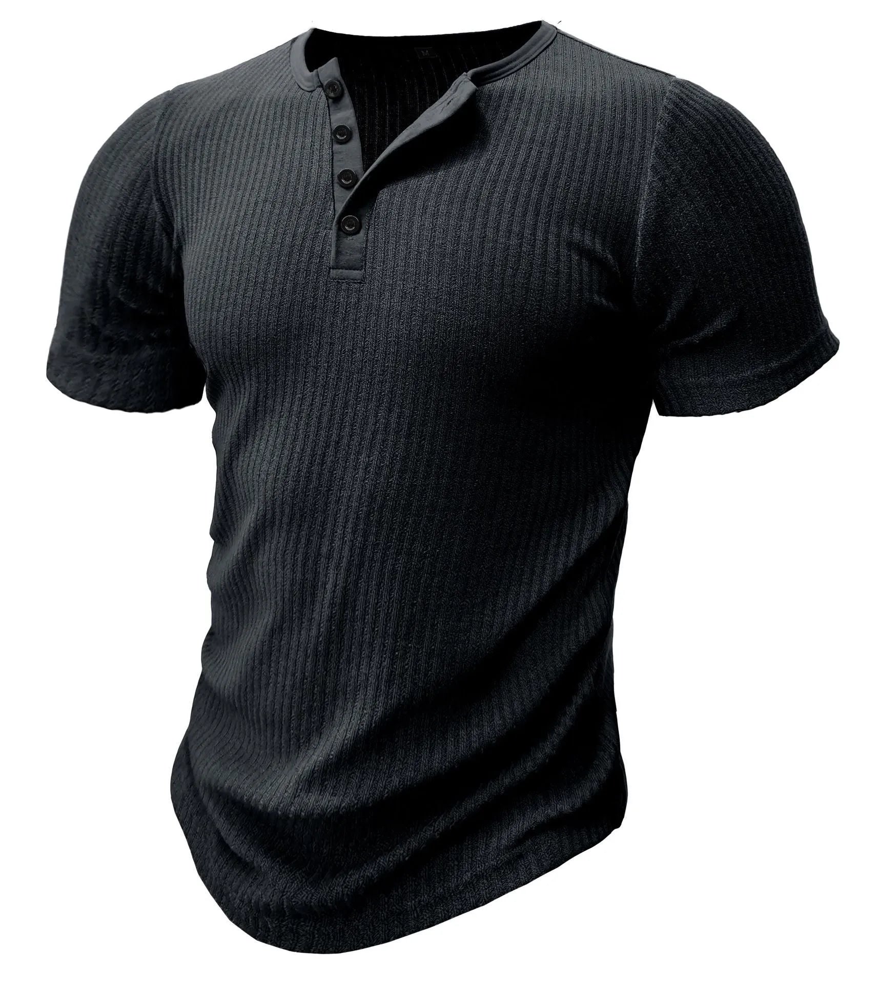Sports slim-fitting muscle men's short-sleeved T-shirt in polyester fabric with athletic cut