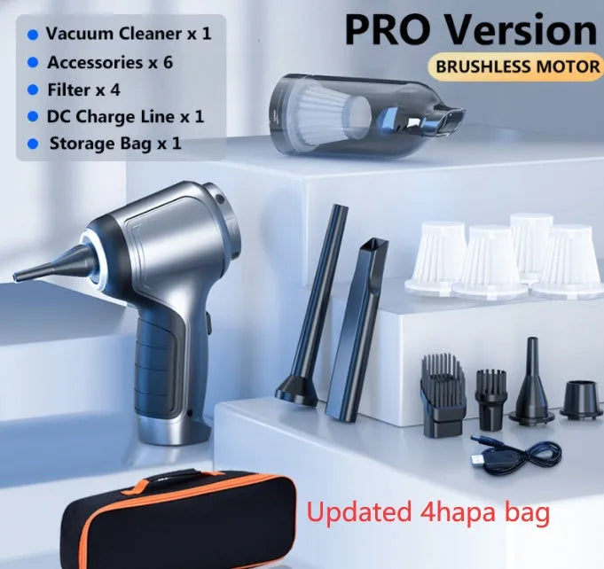 Brushless handheld vacuum cleaner with EVA storage bag for car and home cleaning with 12000Pa suction power
