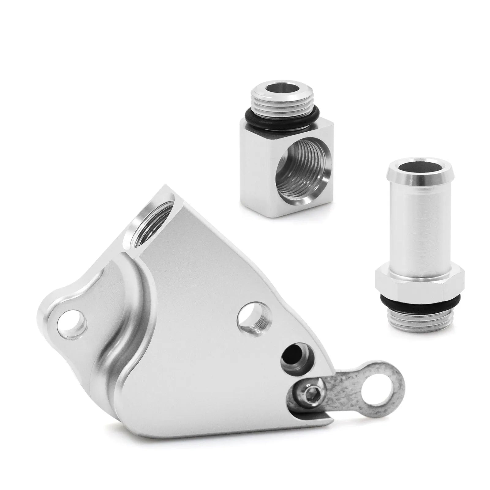 Aluminium intake manifold coolant adapter for Honda K20 K24 engines with mounting hardware