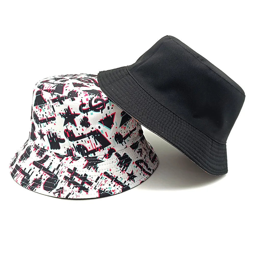 Musical note pattern printed polyester bucket hat with dome crown style