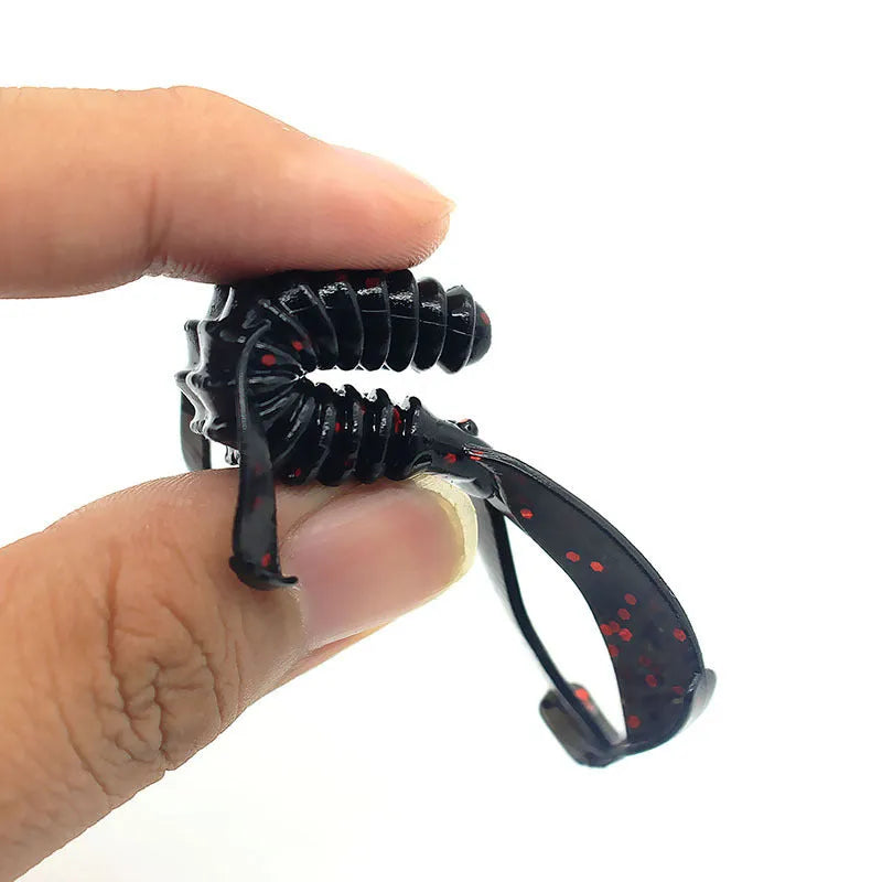 PVC fishing soft bait lure showing two size options: 8cm and 12cm versions in multiple colour patterns
