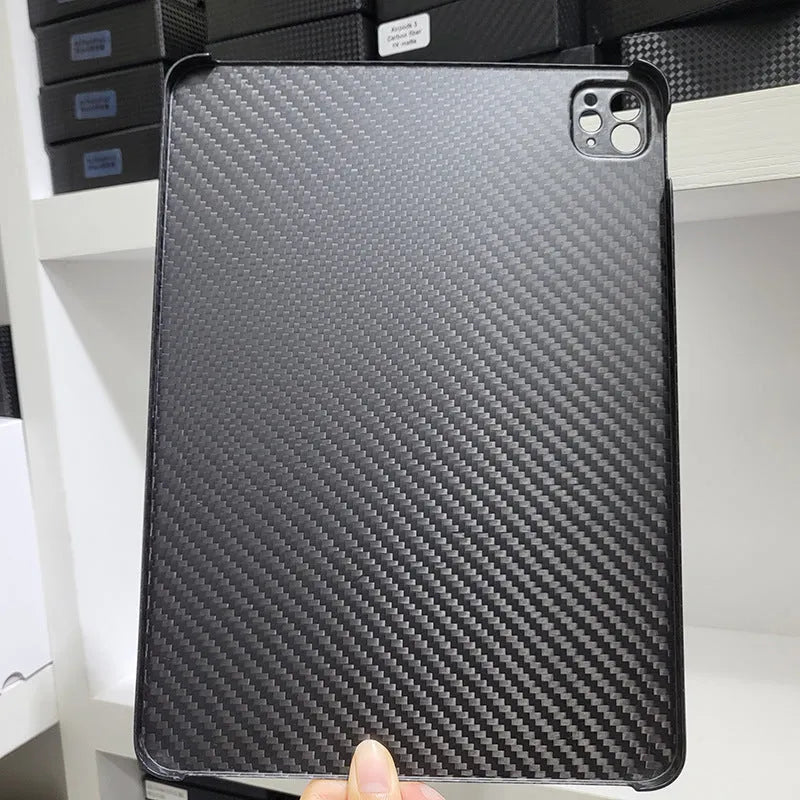 Carbon fibre hard case with plaid design for iPad Pro 11 in matte and forged finish options