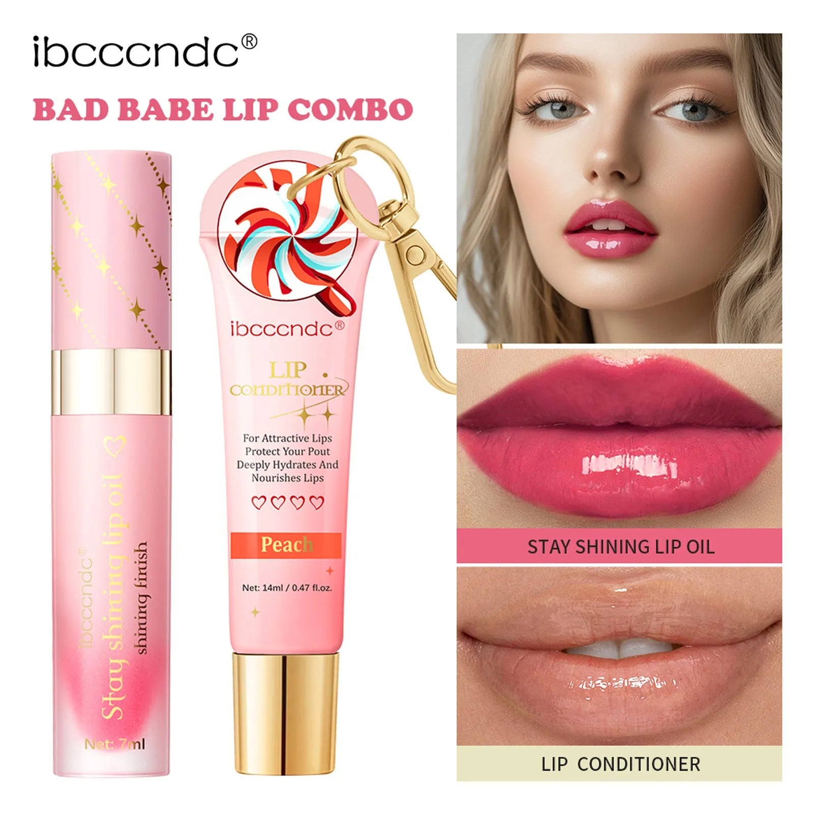 Ibcccndc peach flavour lip balm stick 14ml lasting moisturising lip care set