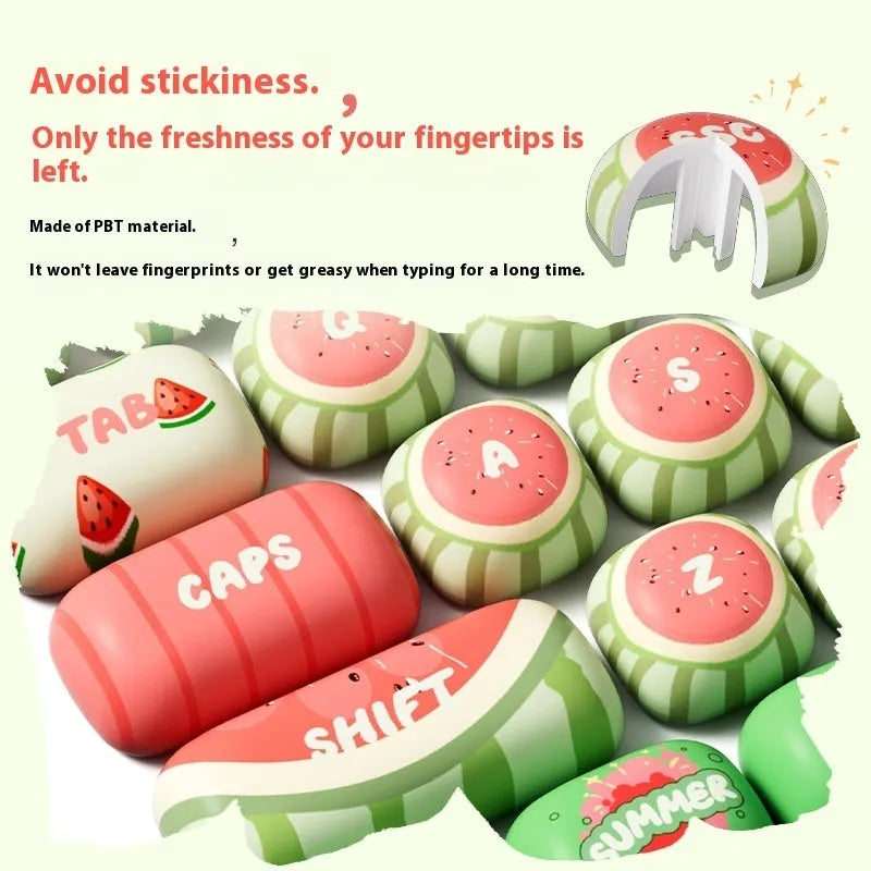 Watermelon themed mechanical keyboard key caps with five-sided sublimation printing