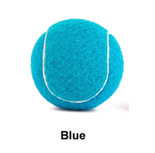 Bite-resistant rubber dog tennis ball in multiple colours including pink, blue and green