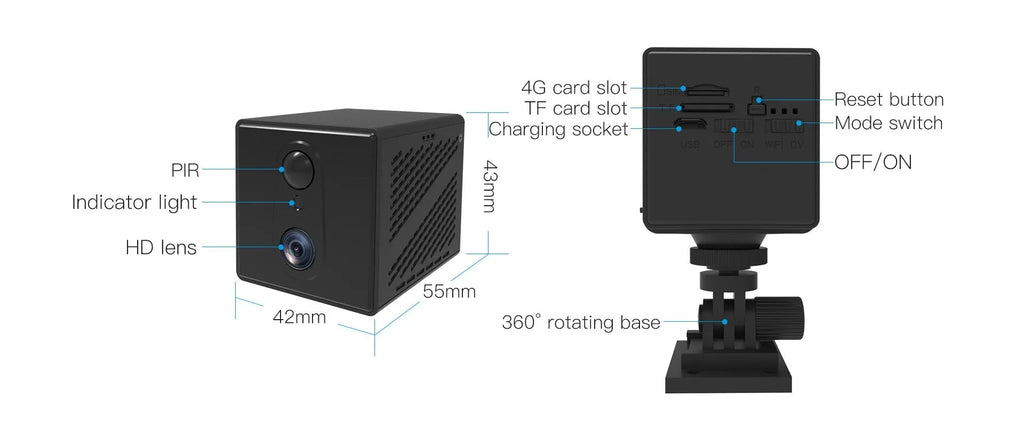 Wireless 4G indoor surveillance camera with 3MP sensor and 10m infrared night vision