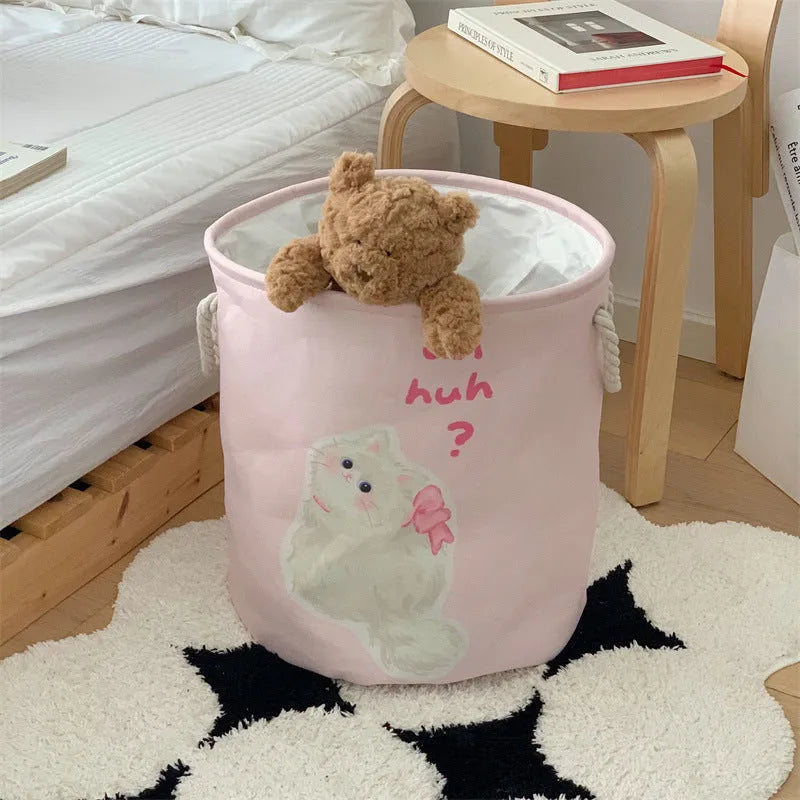 Foldable laundry basket with decorative removable cotton cover in choice of 12 patterns