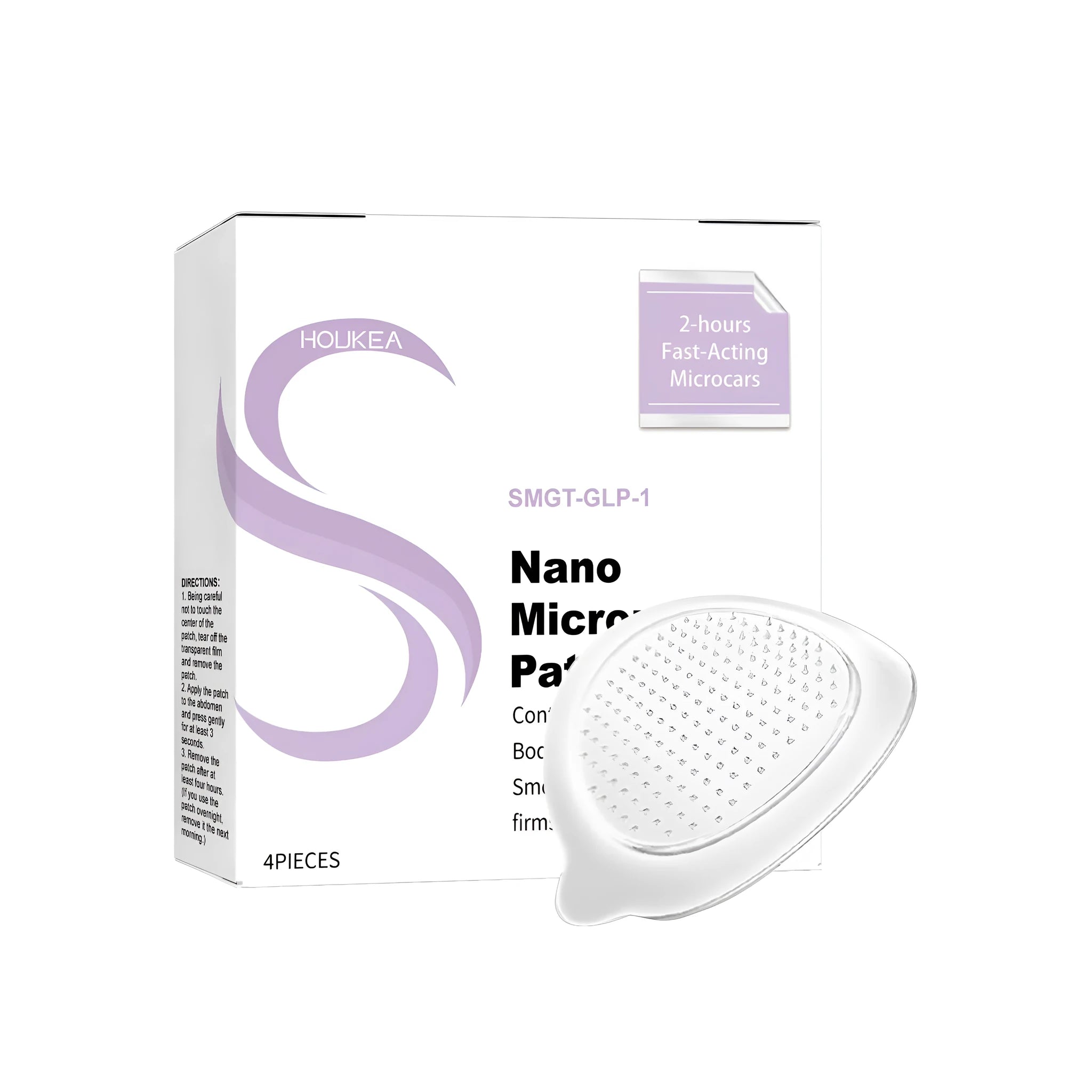 Four nano microneedle skincare patches with ginger, mugwort root and GLP-1 active ingredients
