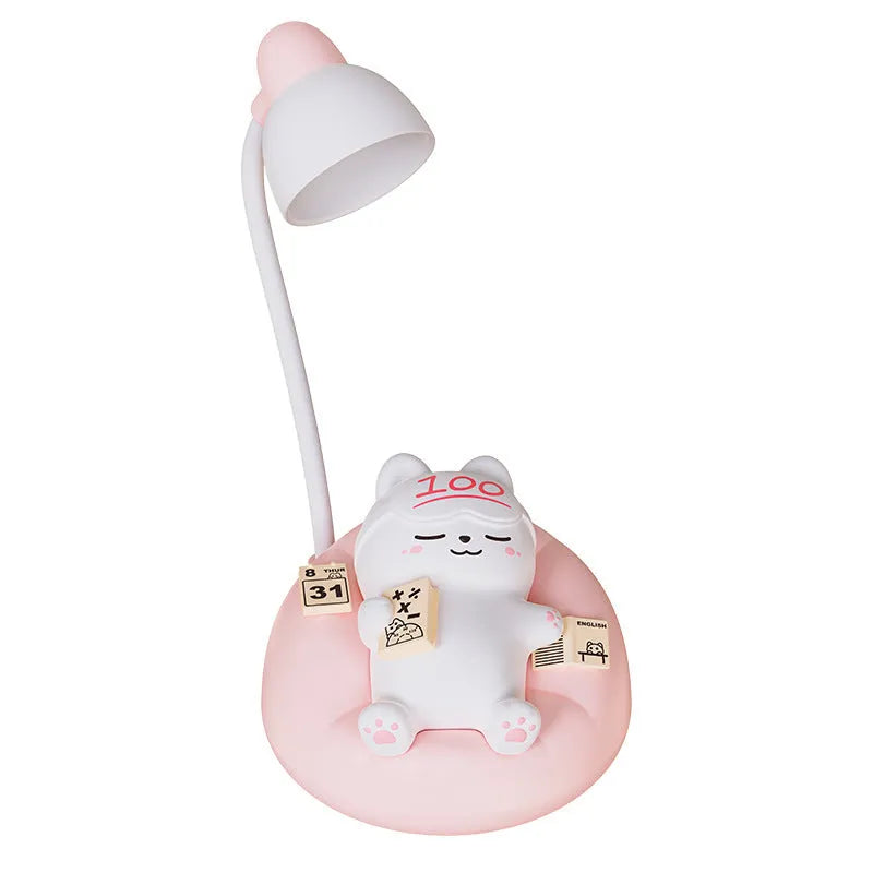 Sleeping cat small night lamp in white, USB rechargeable, 84x84x152mm, ABS PVC construction