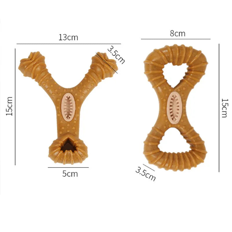 Durable rubber dog chew bone toy in 8-shape and Y-shape designs for teeth cleaning