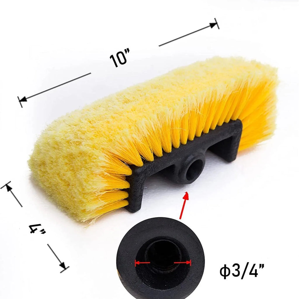 Yellow car wash brush with removable four-section rod and flow-through brush head design
