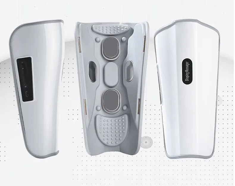White plastic pulse calf massager with electrotherapy and infrared physiotherapy functions