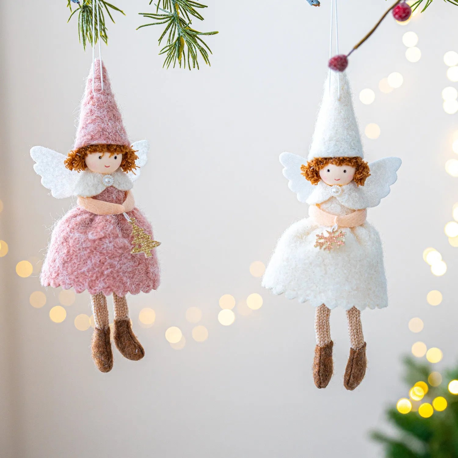Girl's Christmas angel skirt felt pendant decoration in soft cloth with plush detail