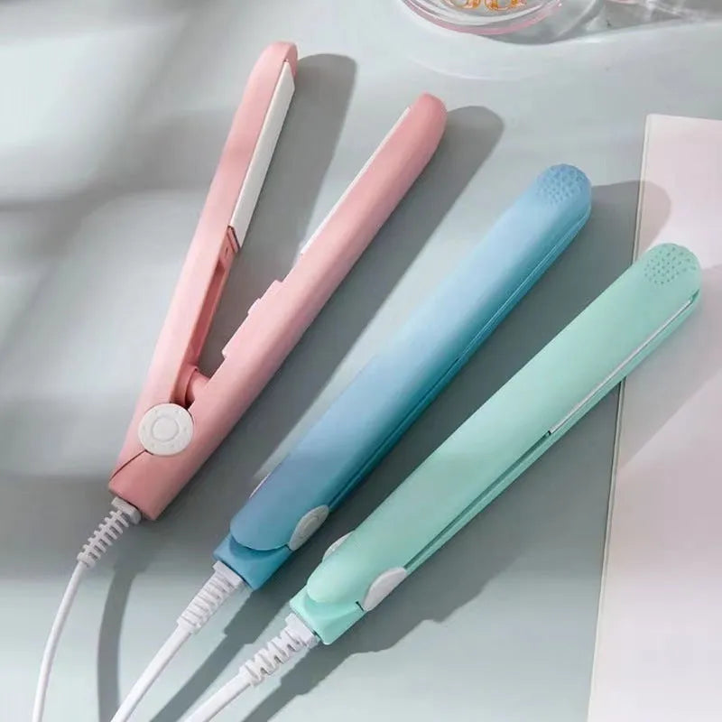 Mini hairdressing splint styling iron in multiple colours with storage box for air bangs and hair perm creation