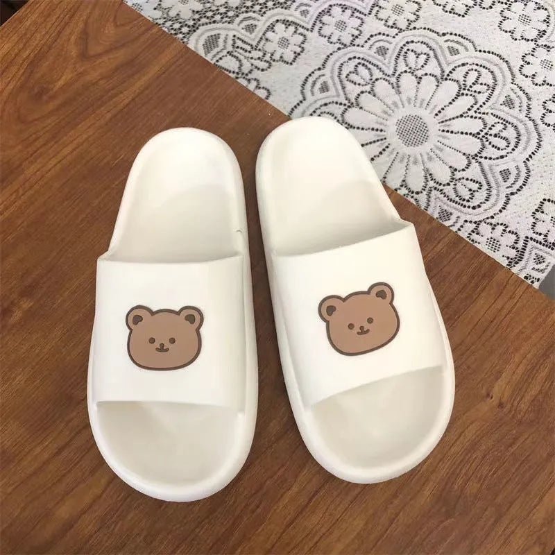 Cartoon bear PVC flip flop slippers in bear black colour unisex sizes 36-37 to 44-45