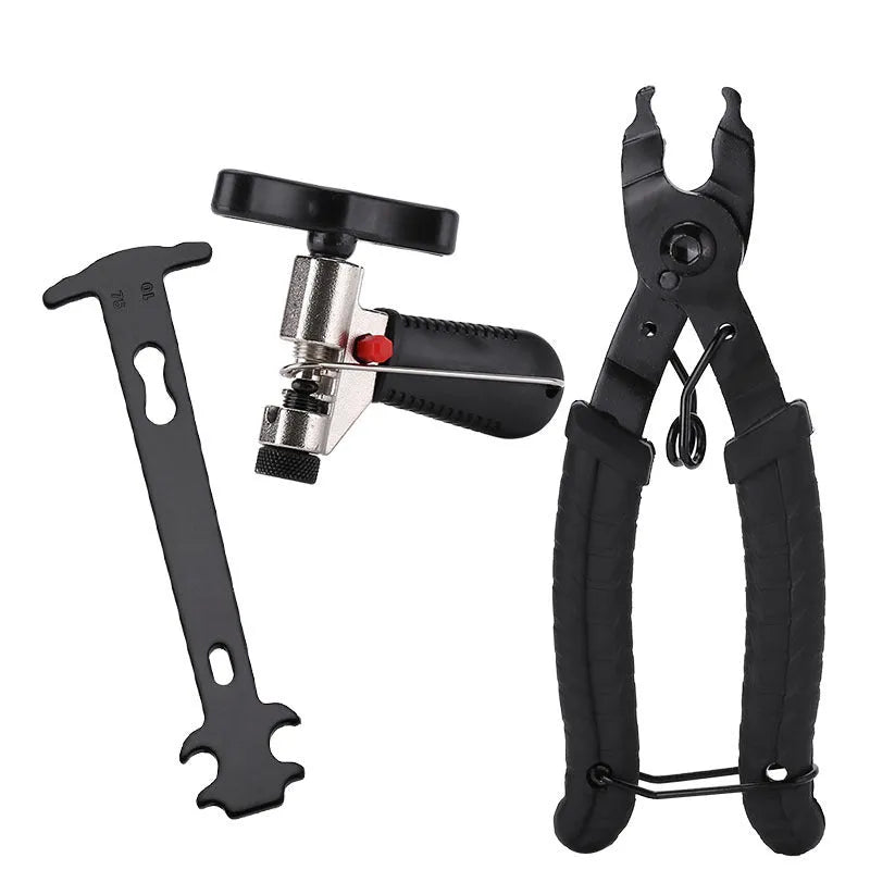 Iron bicycle repair tool set with chain cutting device and central shaft puller for mountain bike maintenance
