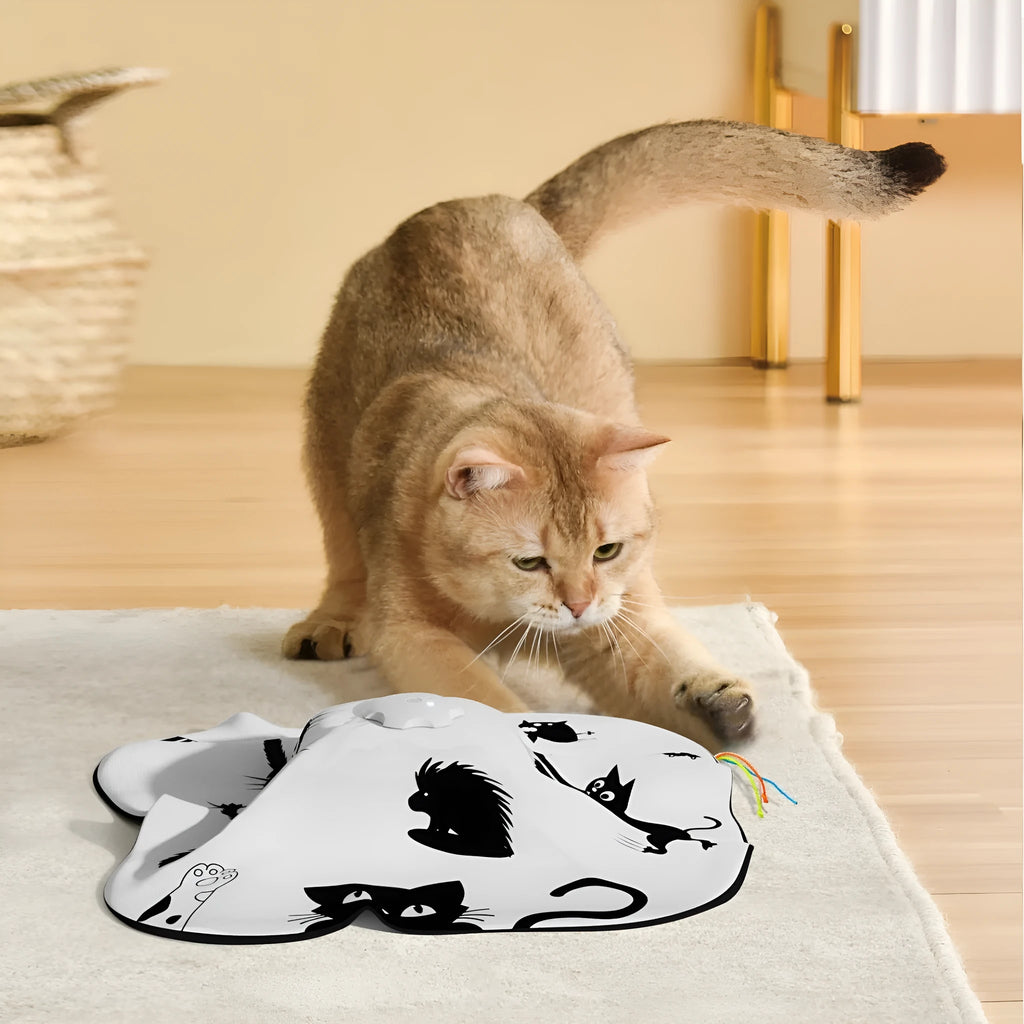 Automatic feather teaser cat toy with bouncing motion for indoor self-play