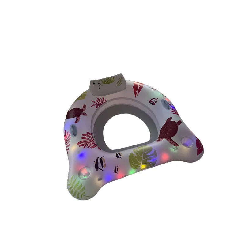 White luminous U-shaped inflatable seat float for water reclining.
